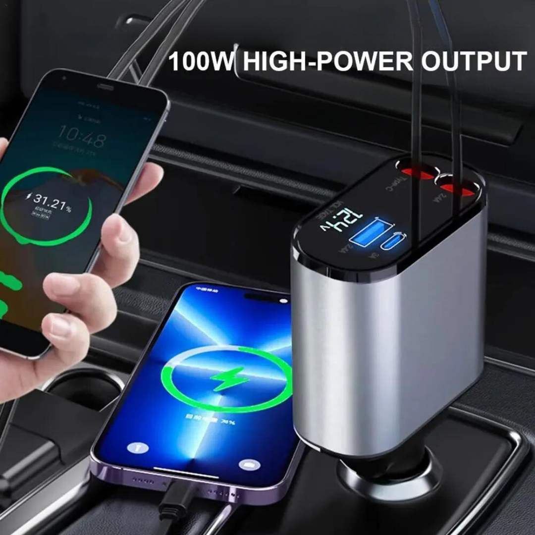 ChargeHub™ 4 IN 1 Retractable Car Charger