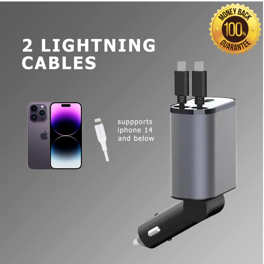 ChargeHub™ 4 IN 1 Retractable Car Charger