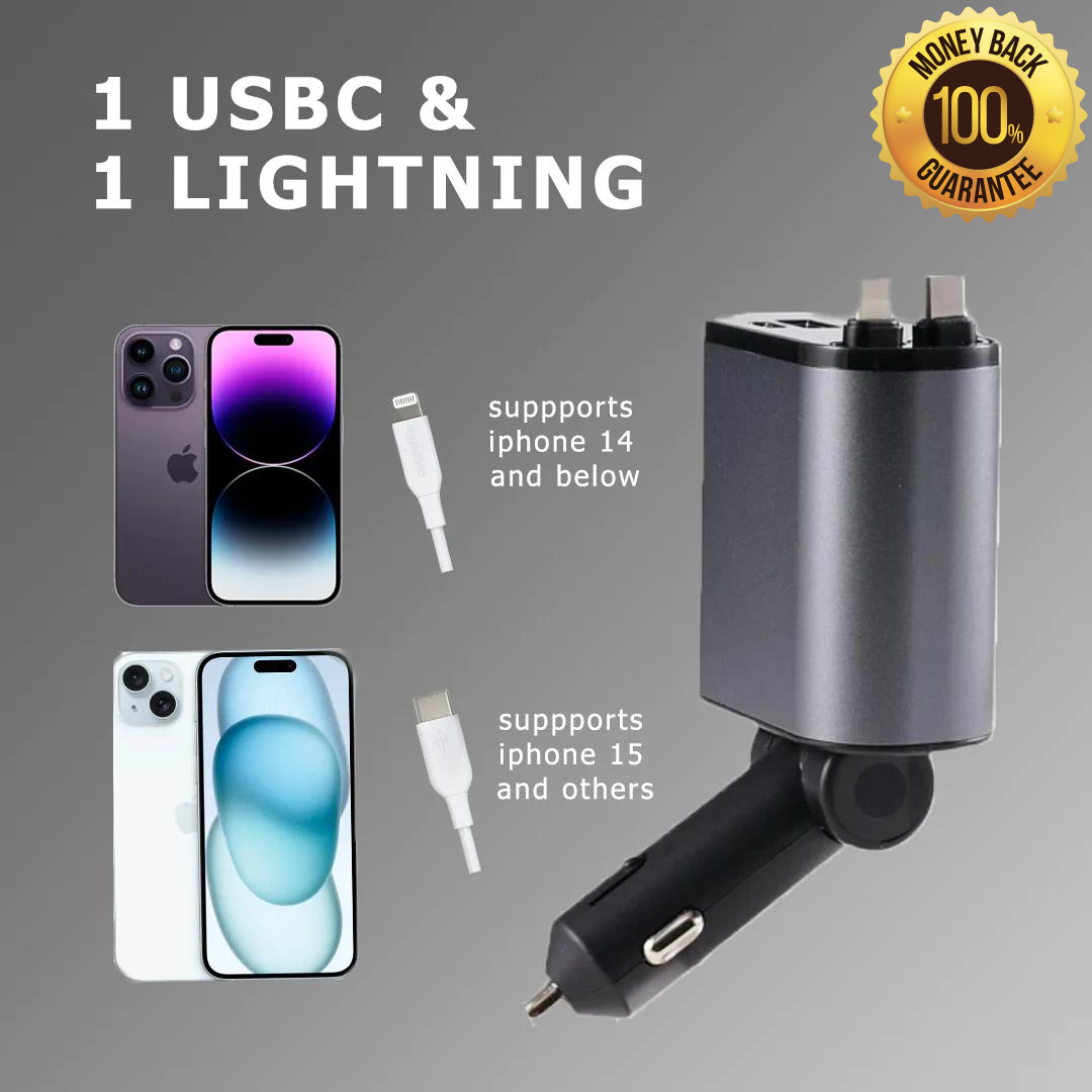 ChargeHub™ 4 IN 1 Retractable Car Charger